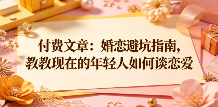 付费文章：婚恋避坑指南，教教现在的年轻人如何谈恋爱-天梦资源网
