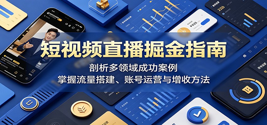 短视频直播掘金指南：剖析多领域成功案例，掌握流量搭建、账号运营与增收方法-天梦资源网