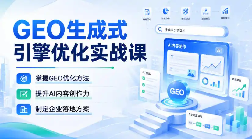 GEO生成式引擎优化实战课，掌握GEO优化方法，提升AI内容创作力，制定企业落地方案-天梦资源网