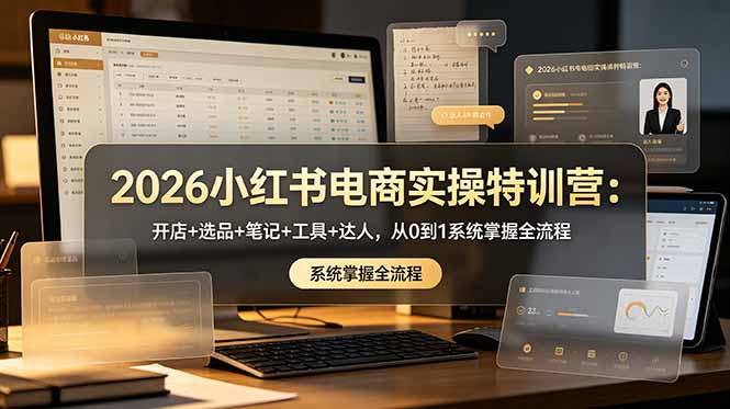 2026小红书电商实操特训营：开店+选品+笔记+工具+达人，从0到1系统掌握全流程-天梦资源网
