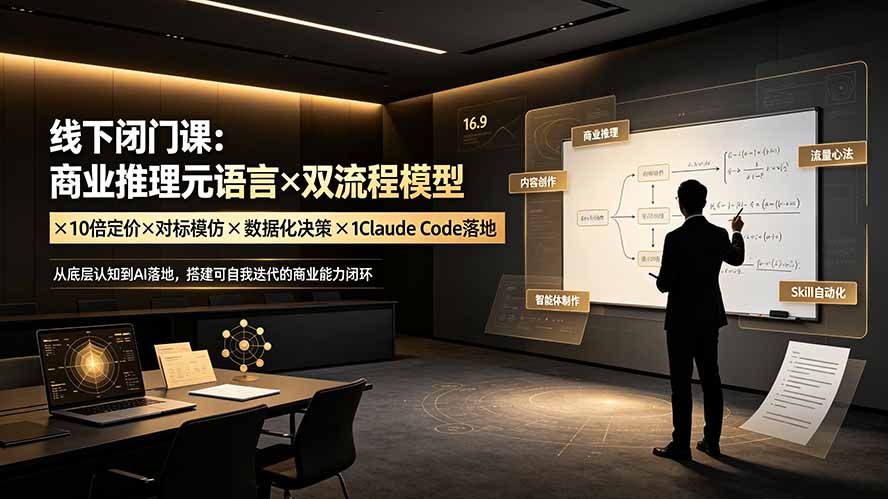 线下闭门课：商业推理元语言×双流程模型×10倍定价×对标模仿×数据化决策×Claude Code落地，击穿认知盲区-天梦资源网