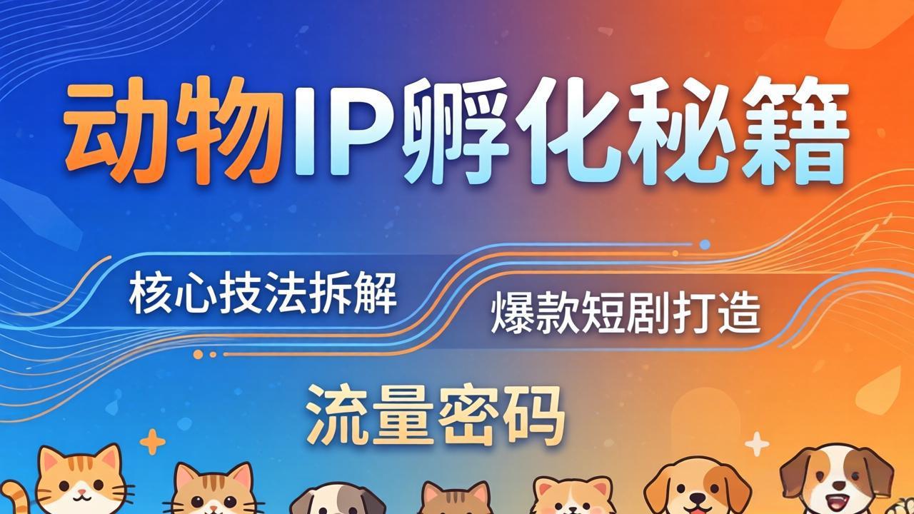 动物IP孵化全套秘籍，三大核心技法拆解，打造爆款萌宠短剧，轻松拿捏赛道流量密码-天梦资源网
