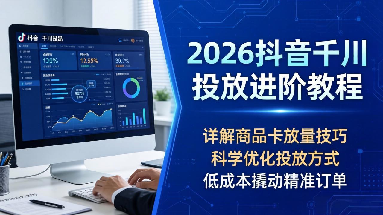 2026抖音千川投放进阶教程，详解商品卡放量技巧，科学优化投放方式，低成本撬动精准订单-天梦资源网