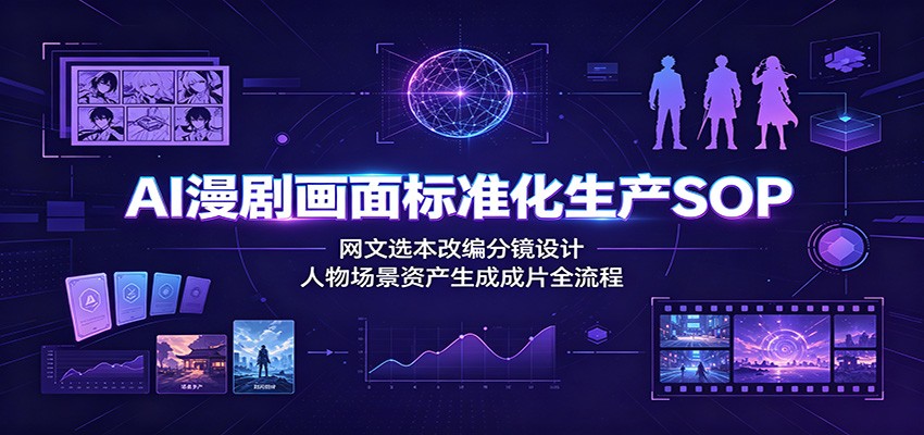 AI漫剧画面标准化生产SOP：网文选本改编分镜设计，人物场景资产生成成片全流程-天梦资源网