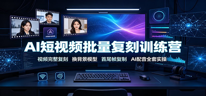 AI短视频批量复刻训练营：视频完整复刻，换背景模型、首尾帧复制、AI配音全套实操-天梦资源网