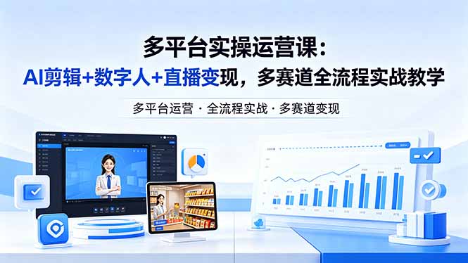 某团队多平台实操运营课-更新26年4月29：AI剪辑+数字人+直播变现，多赛道全流程实战教学-天梦资源网