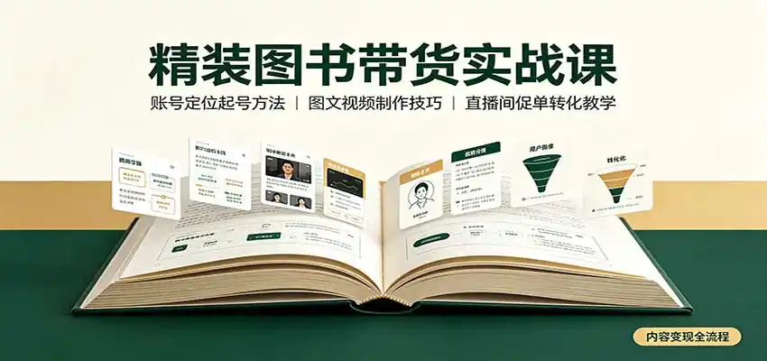 精装图书带货实战课：账号定位起号方法，图文视频制作，促单转化教学-天梦资源网