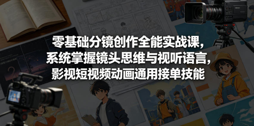 零基础分镜创作全能实战课，系统掌握镜头思维与视听语言，影视短视频动画通用接单技能-天梦资源网