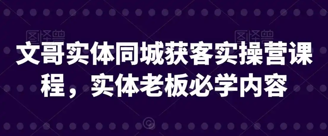 文哥实体同城获客实操营课程，实体老板必学内容-天梦资源网