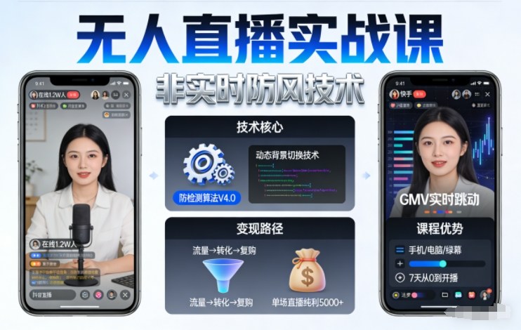 宝子哥无人直播实战课，非实时防风技术，聚焦抖音快手等平台直播带货，轻松开启直播变现之路(更新2026年5月29日)-天梦资源网