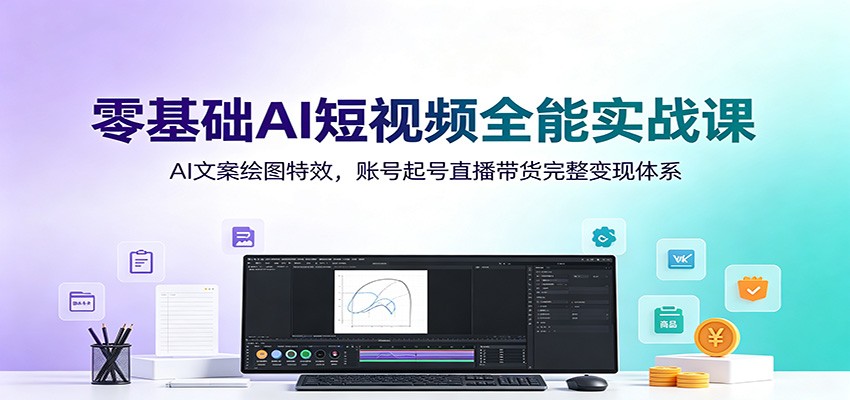 零基础AI短视频全能实战课：AI文案绘图特效，账号起号直播带货完整变现体系-天梦资源网