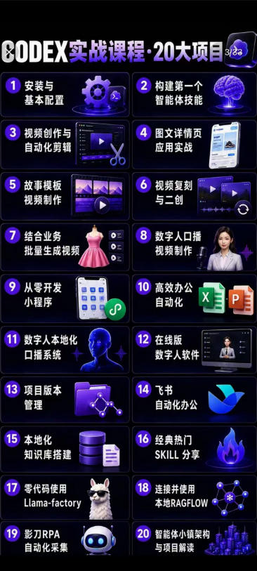 2026Codex智能体实战最新课，从安装配置到智能体小镇架构，涵盖视频创作/数字人/办公提效全技能-天梦资源网