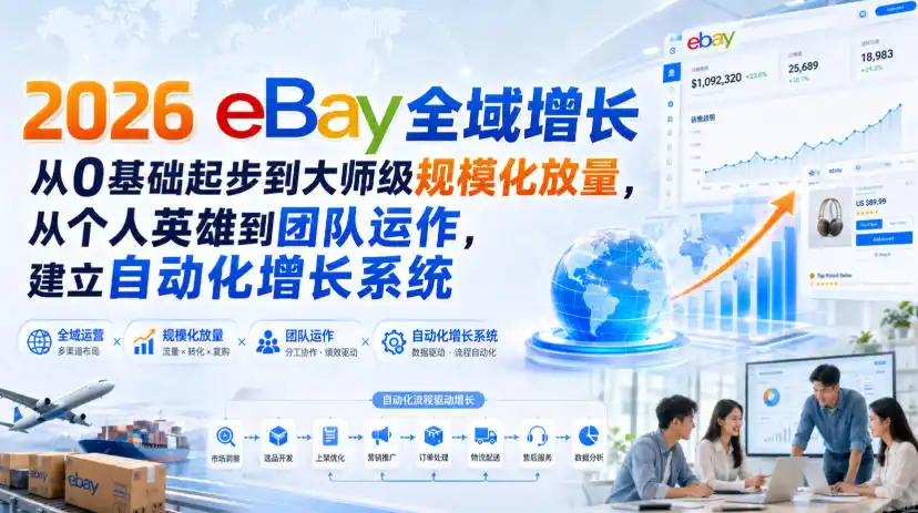 2026 eBay全域增长，从0基础起步到大师级规模化放量，从个人英雄到团队运作，建立自动化增长系统-天梦资源网