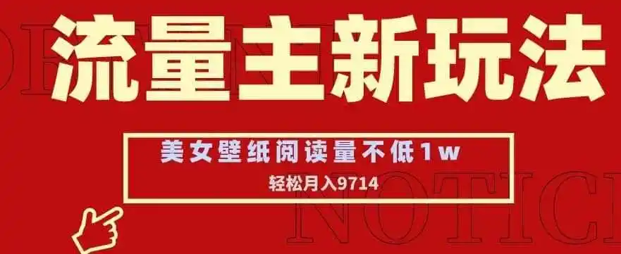 流量主新玩法，美女壁纸和头像，阅读量不低于1w，月入9741【揭秘】-天梦资源网