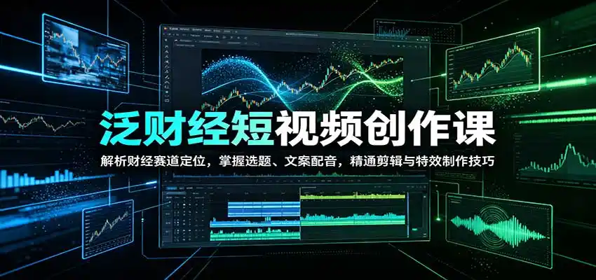 泛财经短视频创作课：解析财经赛道定位，掌握选题、文案配音，精通剪辑与特效制作技巧-天梦资源网