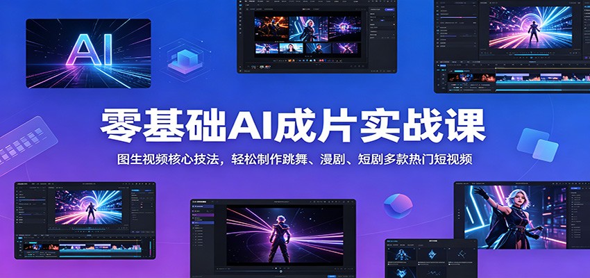 零基础AI成片实战课：图生视频核心技法，轻松制作跳舞、漫剧、短剧多款热门短视频-天梦资源网