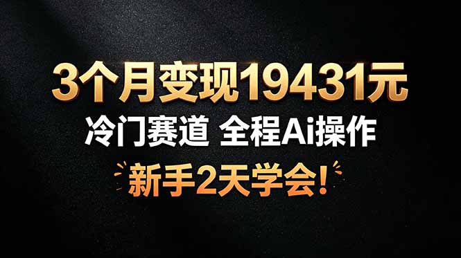 3个月变现19431元，冷门赛道 全程Ai操作，新手2天学会！-天梦资源网