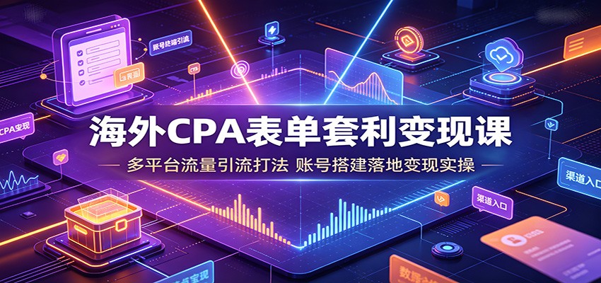 海外CPA表单套利变现课：多平台流量引流打法，账号搭建落地变现实操-天梦资源网