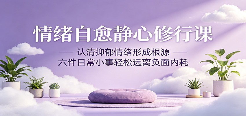 情绪自愈静心修行课：认清抑郁情绪形成根源，六件日常小事轻松远离负面内耗-天梦资源网