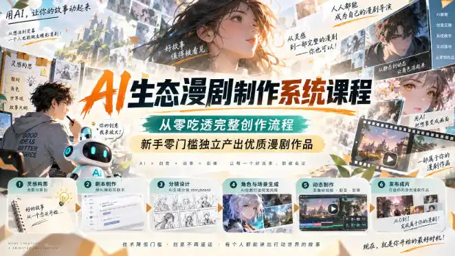 AI生态漫剧制作系统课程，从零吃透完整创作流程，新手零门槛独立产出优质漫剧作品-天梦资源网