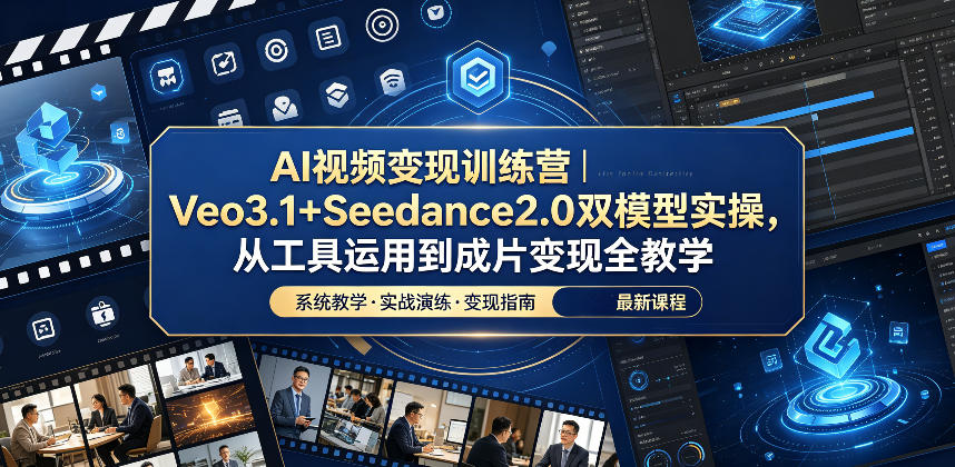 AI视频变现训练营｜Veo3.1+Seedance2.0双模型实操，从工具运用到成片变现全教学-天梦资源网