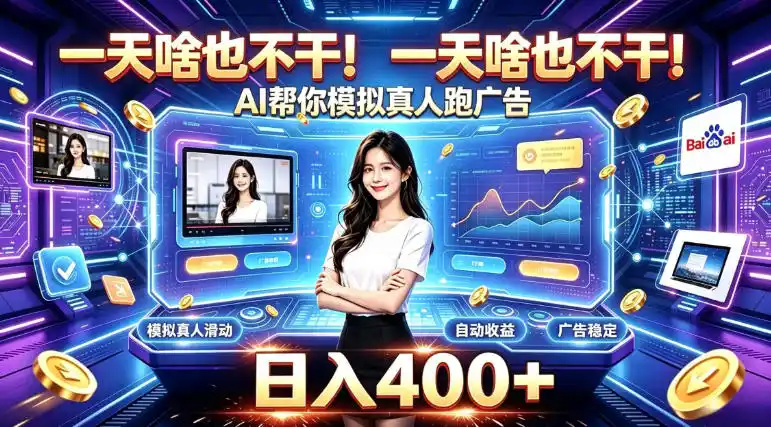 一天啥也不干！AI帮你模拟真人跑广告，稳定日入400+，实现真正被动变现【揭秘】-天梦资源网