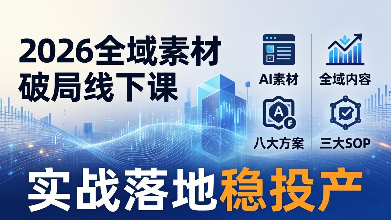 2026全域素材破局线下课：AI素材+全域内容+八大方案+三大SOP，实战落地稳投产-天梦资源网