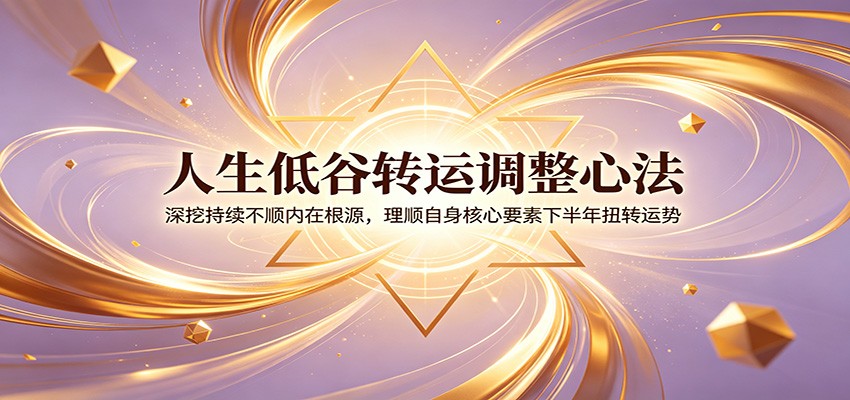 人生低谷转运调整心法:深挖持续不顺内在根源,理顺自身核心要素下半年扭转运势-天梦资源网