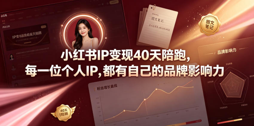 小红书IP变现40天陪跑，每一位个人IP，都有自己的品牌影响力-天梦资源网