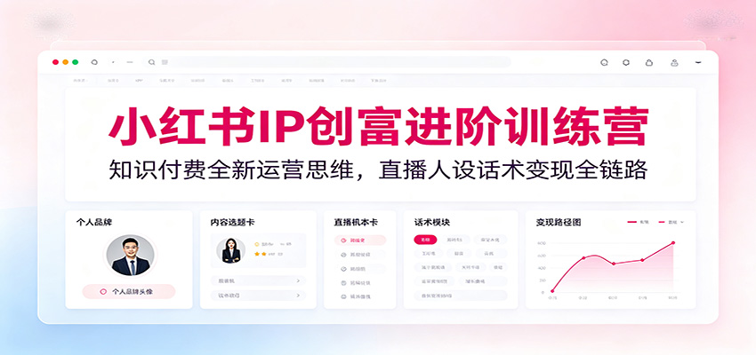小红书IP创富进阶训练营：知识付费全新运营思维，直播人设话术变现全链路-天梦资源网