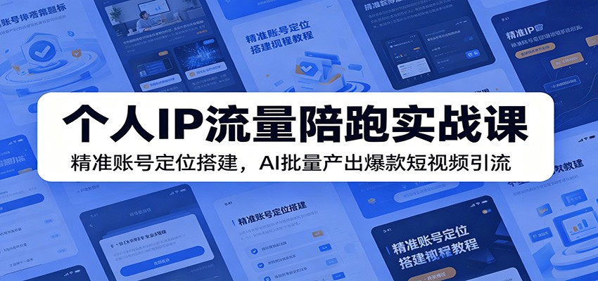 个人IP流量陪跑实战课：精准账号定位搭建，AI批量产出爆款短视频引流-天梦资源网