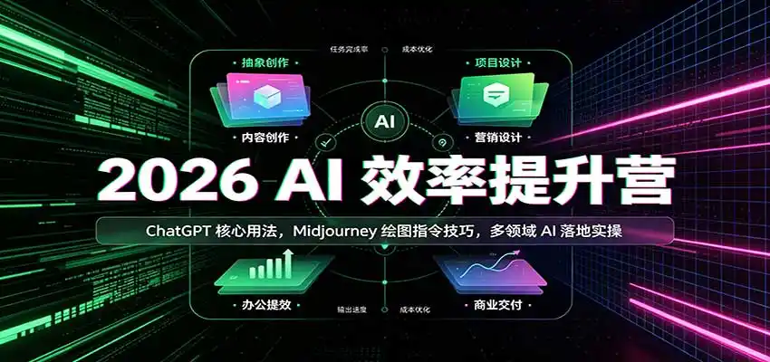 2026 AI效率提升营：ChatGPT核心用法，Midjourney绘图指令技巧，多领域AI落地实操-天梦资源网