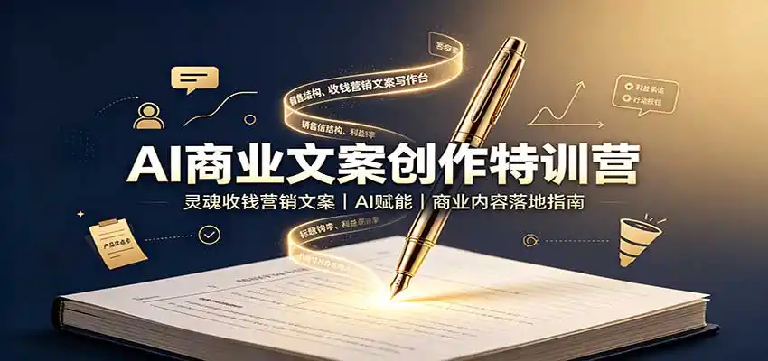 AI商业文案创作特训营：灵魂收钱营销文案，AI赋能，商业内容落地指南-天梦资源网