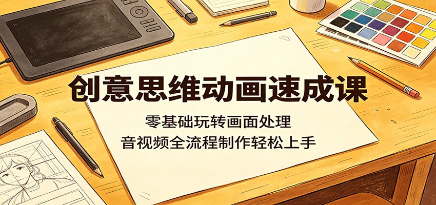 创意思维动画速成课：零基础玩转画面处理，音视频全流程制作轻松上手-天梦资源网