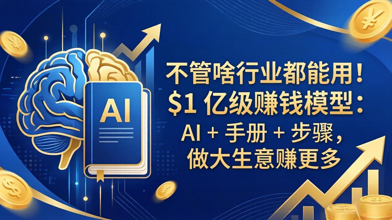 不管啥行业都能用！$1 亿级赚钱模型：AI + 手册 + 步骤，做大生意赚更多-天梦资源网