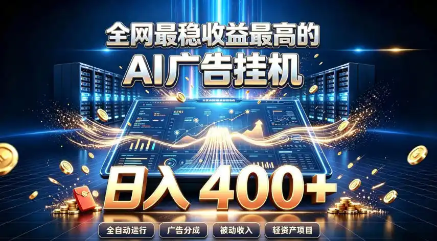 全网最稳收益最高的AI智能广告挂G项目，日入400+，真正的躺賺项目【揭秘】-天梦资源网