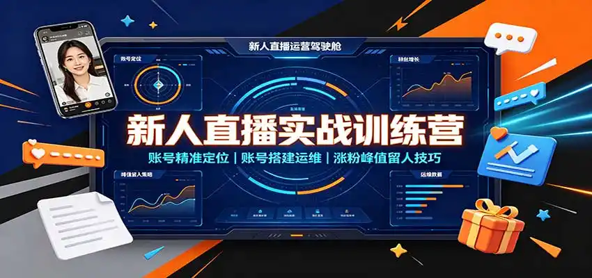 新人直播实战训练营：账号精准定位，账号搭建运维，涨粉峰值留人技巧-天梦资源网