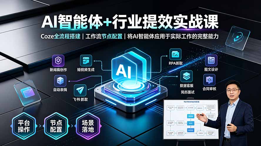 AI智能体+行业提效实战课·Coze全流程搭建｜工作流节点配置｜将AI智能体应用于实际工作的完整能力-天梦资源网