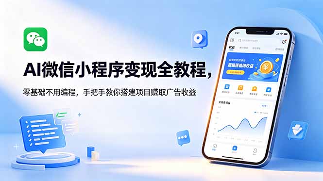 AI微信小程序变现全教程，零基础不用编程，手把手教你搭建项目赚取广告收益-天梦资源网