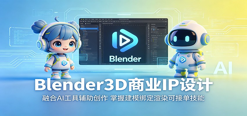 Blender3D商业IP设计：融合AI工具辅助创作，掌握建模绑定渲染可接单技能-天梦资源网