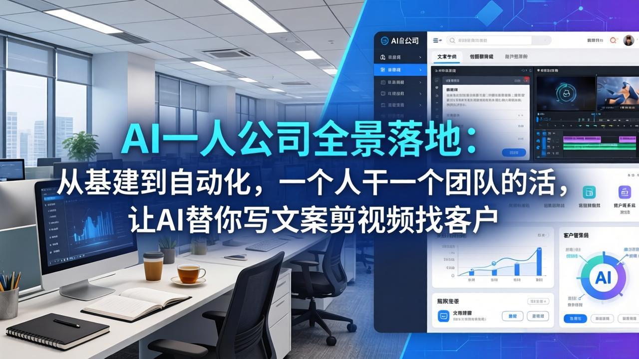 AI一人公司全景落地：从基建到自动化，一个人干一个团队的活，让AI替你写文案剪视频找客户-天梦资源网