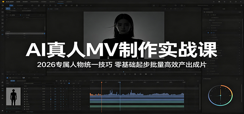 AI真人MV制作实战课：2026专属人物统一技巧，零基础起步批量高效产出成片-天梦资源网