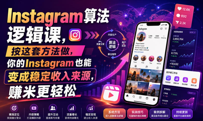 Instagram算法逻辑课，按这套方法做，你的Instagram也能变成稳定收入来源，賺米更轻松【原创双语字幕】-天梦资源网