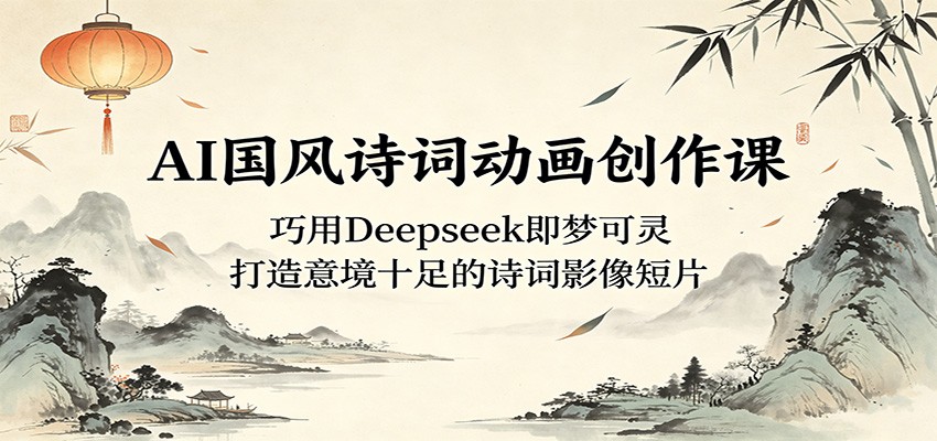 AI国风诗词动画创作课：巧用Deepseek即梦可灵，打造意境十足的诗词影像短片-天梦资源网