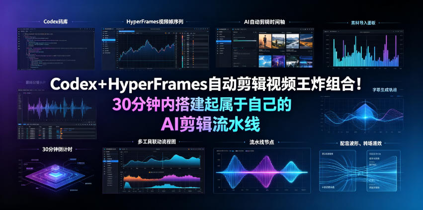 Codex＋HyperFrames自动剪辑视频王炸组合！30分钟内搭建起属于自己的AI剪辑流水线(完整版实操教程手册)-天梦资源网