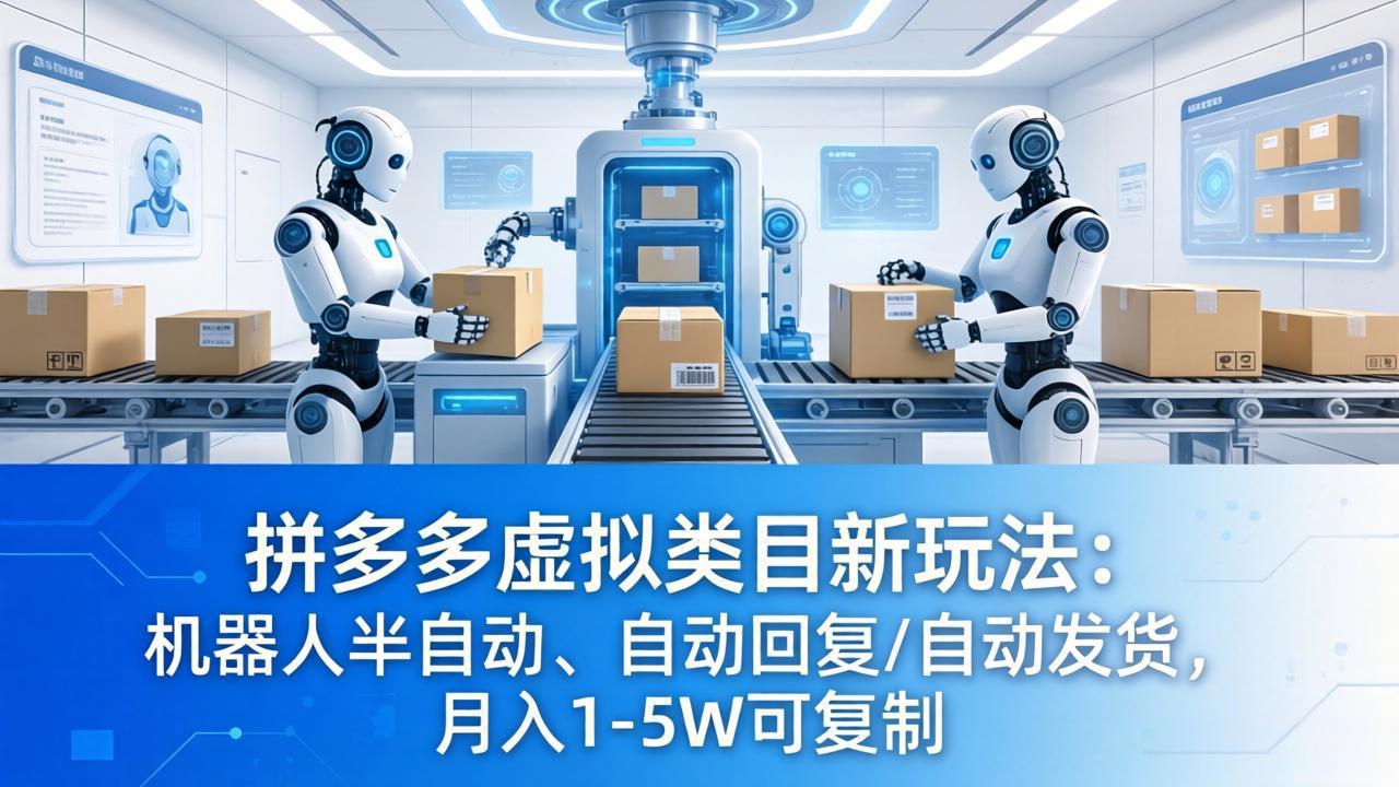 拼多多虚拟类目新玩法：机器人半自动、自动回复 /自动发货，月入 1-5W 可复制-天梦资源网