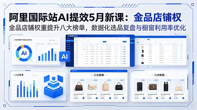 阿里国际站AI提效5月新课：金品店铺权重提升八大榜单，数据化选品复盘与橱窗利用率优化-天梦资源网