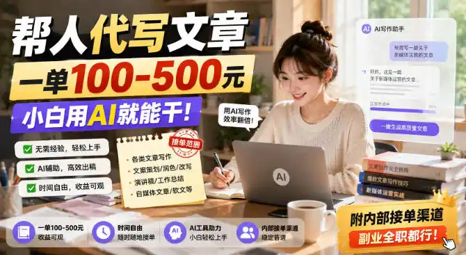 帮人代写文章，一单100-500，小白用AI就能干，附内部接单渠道，副业全职都行【揭秘】-天梦资源网