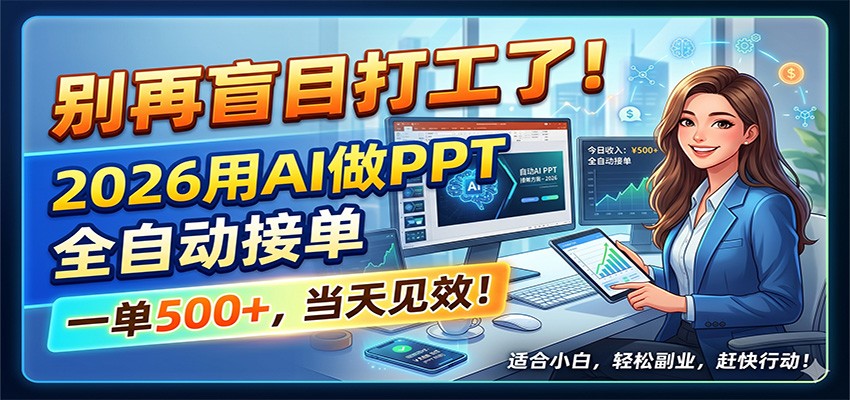 别再盲目打工了！2026用AI做PPT全自动接单，一单5张+，当天见效！-天梦资源网
