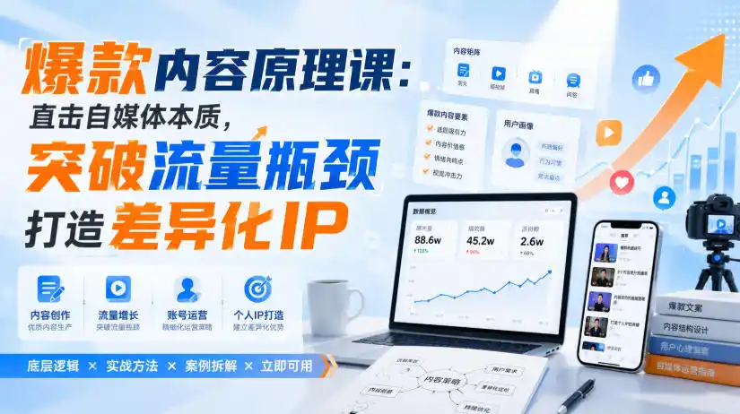 爆款内容原理课：直击自媒体本质，突破流量瓶颈打造差异化IP-天梦资源网
